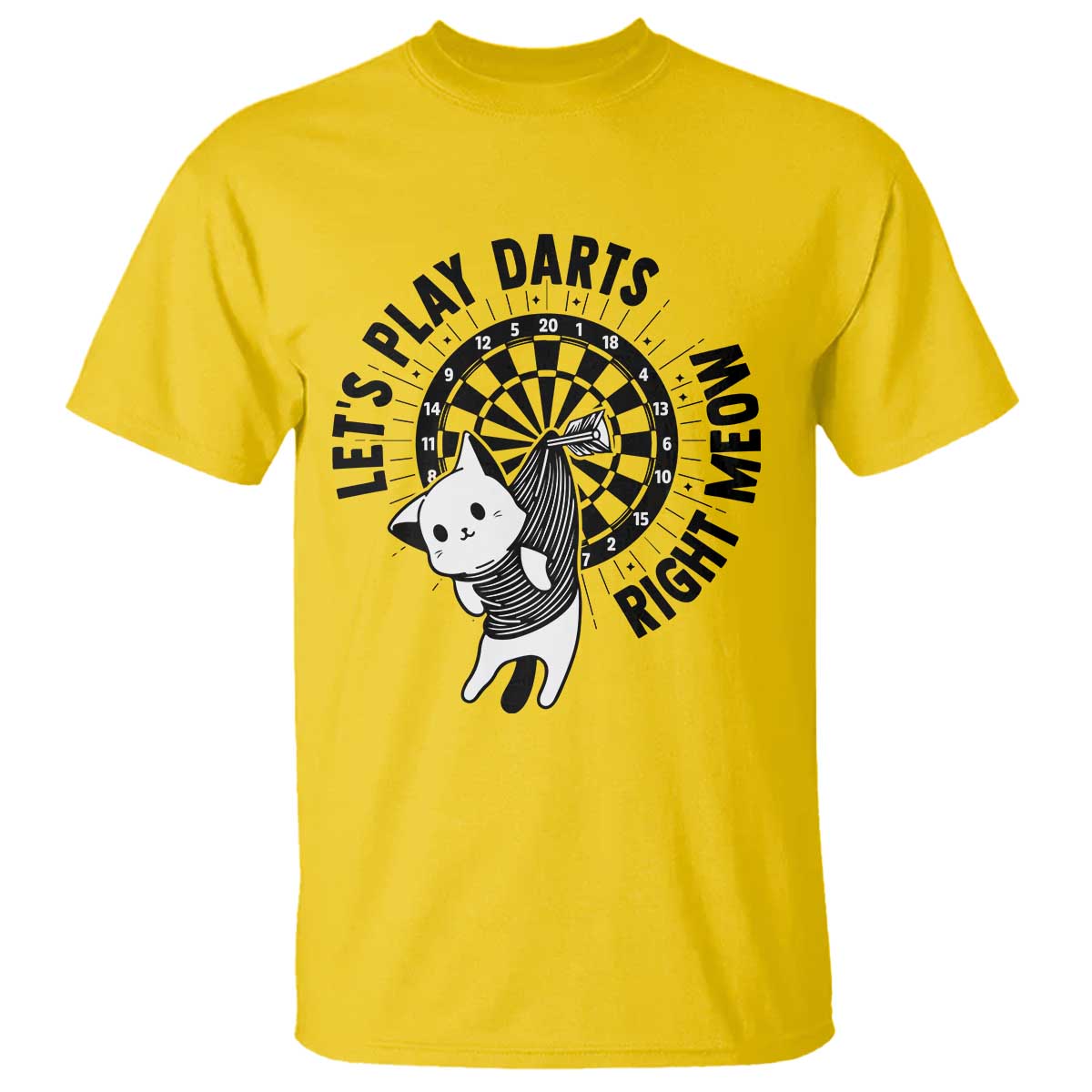 Lets Play Darts Right Meow T Shirt Cute Cat Dart Player Pub Game Gift - Wonder Print Shop