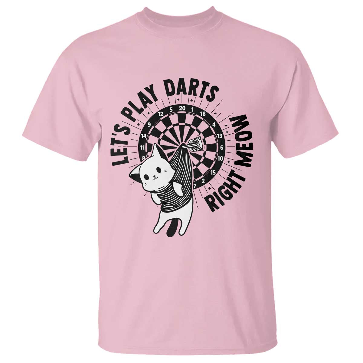 Lets Play Darts Right Meow T Shirt Cute Cat Dart Player Pub Game Gift - Wonder Print Shop
