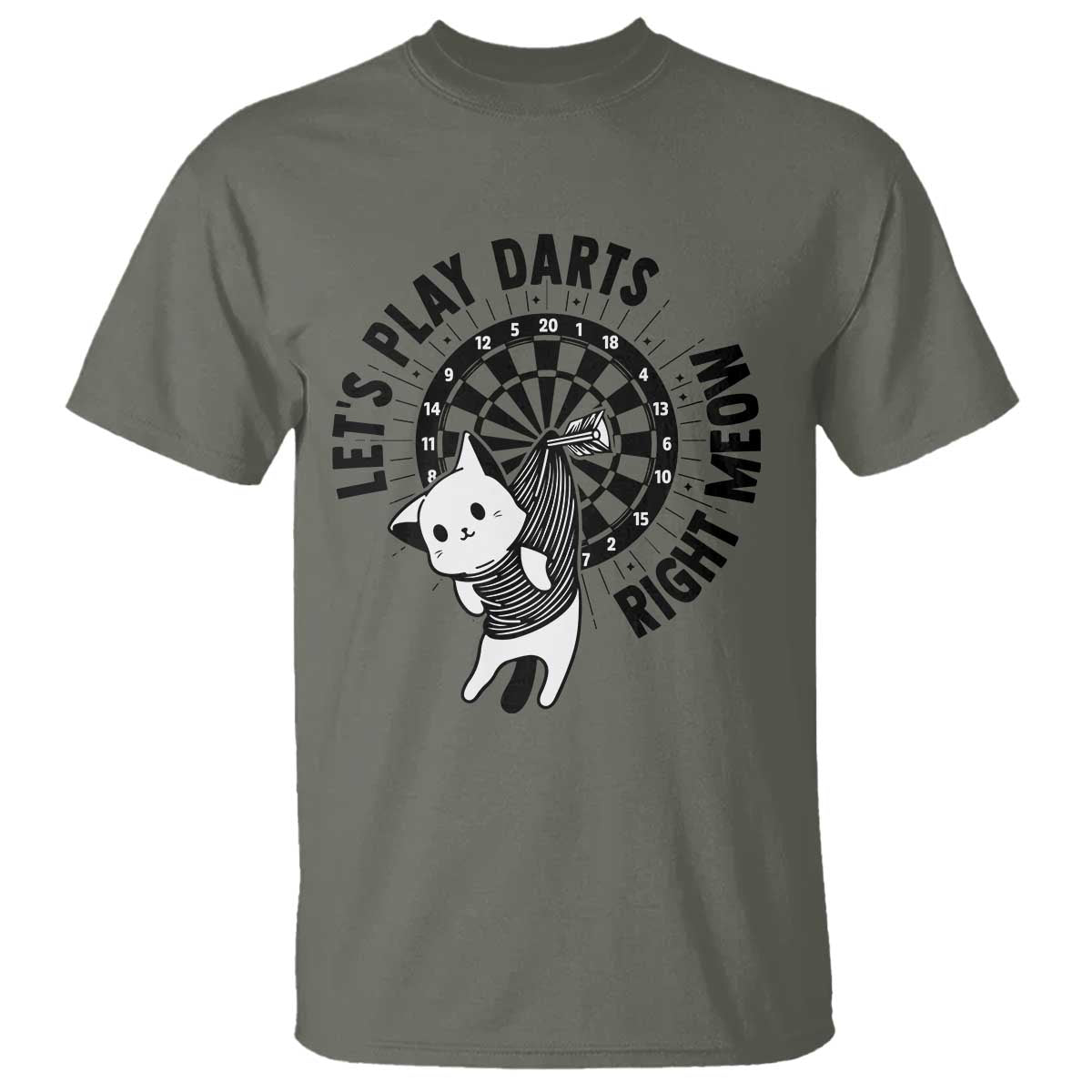 Lets Play Darts Right Meow T Shirt Cute Cat Dart Player Pub Game Gift - Wonder Print Shop