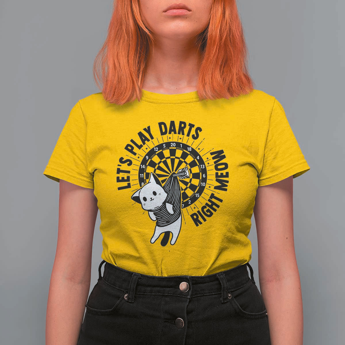 Lets Play Darts Right Meow T Shirt For Women Cute Cat Dart Player Pub Game Gift - Wonder Print Shop
