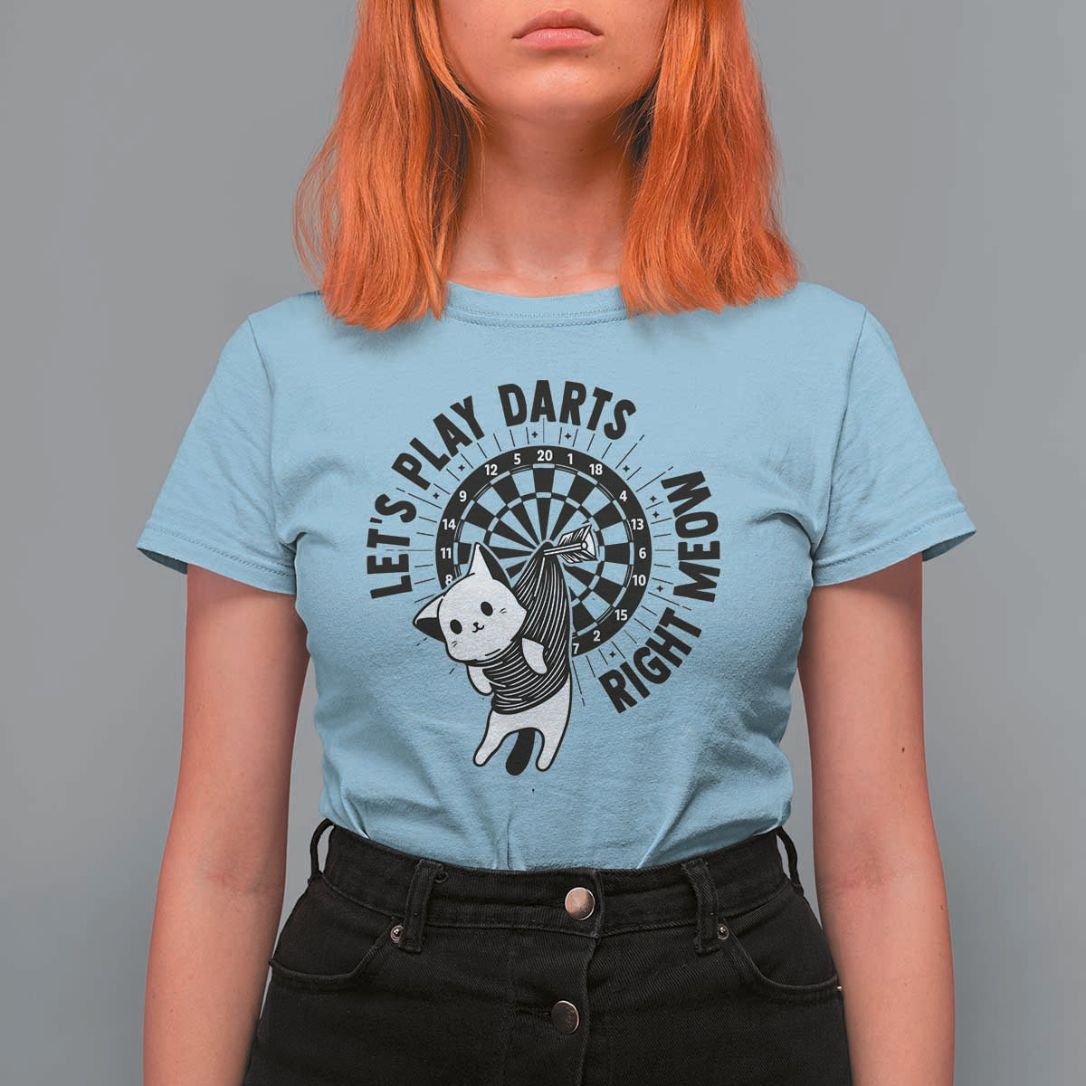 Lets Play Darts Right Meow T Shirt For Women Cute Cat Dart Player Pub Game Gift - Wonder Print Shop