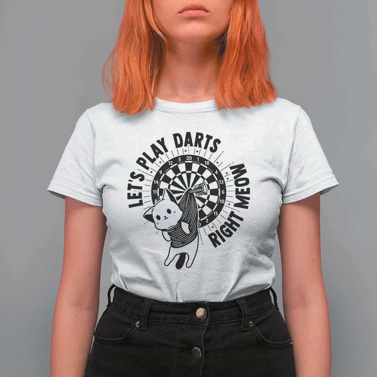 Lets Play Darts Right Meow T Shirt For Women Cute Cat Dart Player Pub Game Gift - Wonder Print Shop