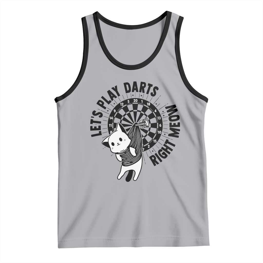 Lets Play Darts Right Meow Tank Top Cute Cat Dart Player Pub Game Gift - Wonder Print Shop