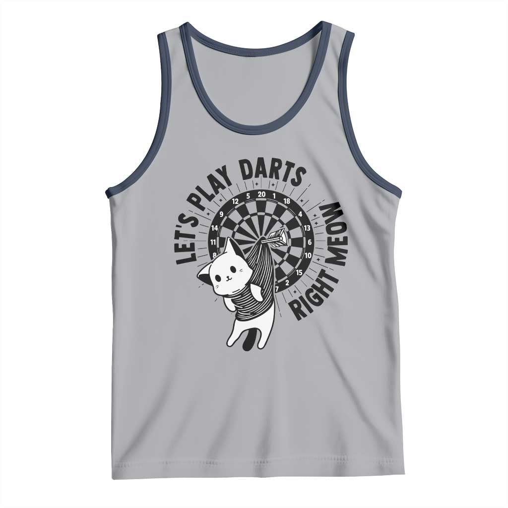Lets Play Darts Right Meow Tank Top Cute Cat Dart Player Pub Game Gift - Wonder Print Shop
