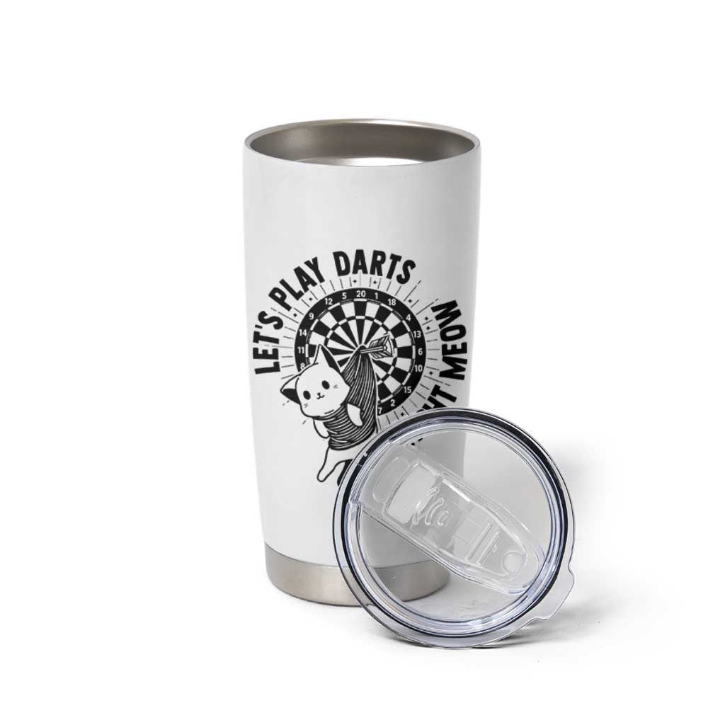 Lets Play Darts Right Meow Tumbler Cup Cute Cat Dart Player Pub Game Gift - Wonder Print Shop