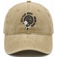 Lets Play Darts Right Meow Washed Cotton Baseball Cap Cute Cat Dart Player Pub Game Gift