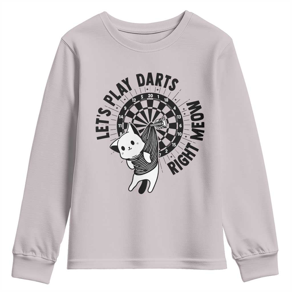 Lets Play Darts Right Meow Youth Sweatshirt Cute Cat Dart Player Pub Game Gift - Wonder Print Shop