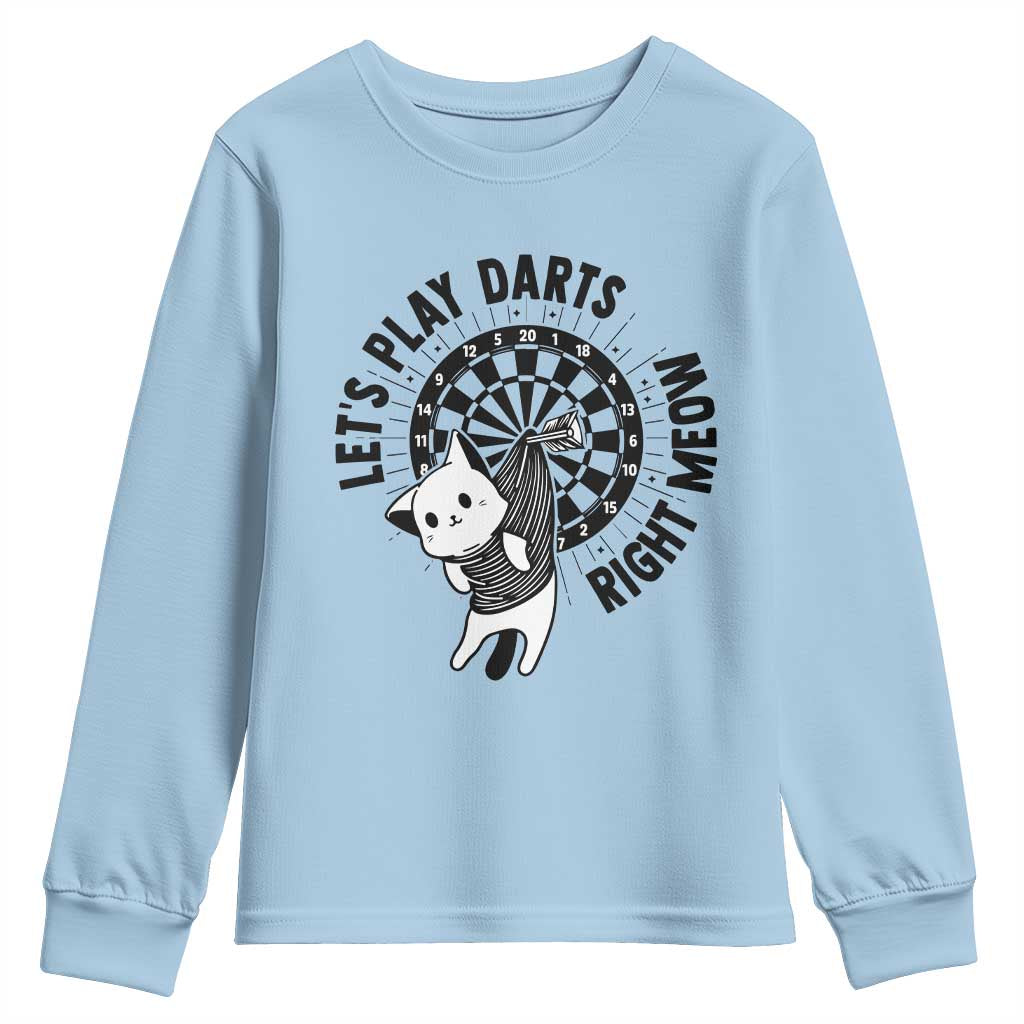 Lets Play Darts Right Meow Youth Sweatshirt Cute Cat Dart Player Pub Game Gift - Wonder Print Shop