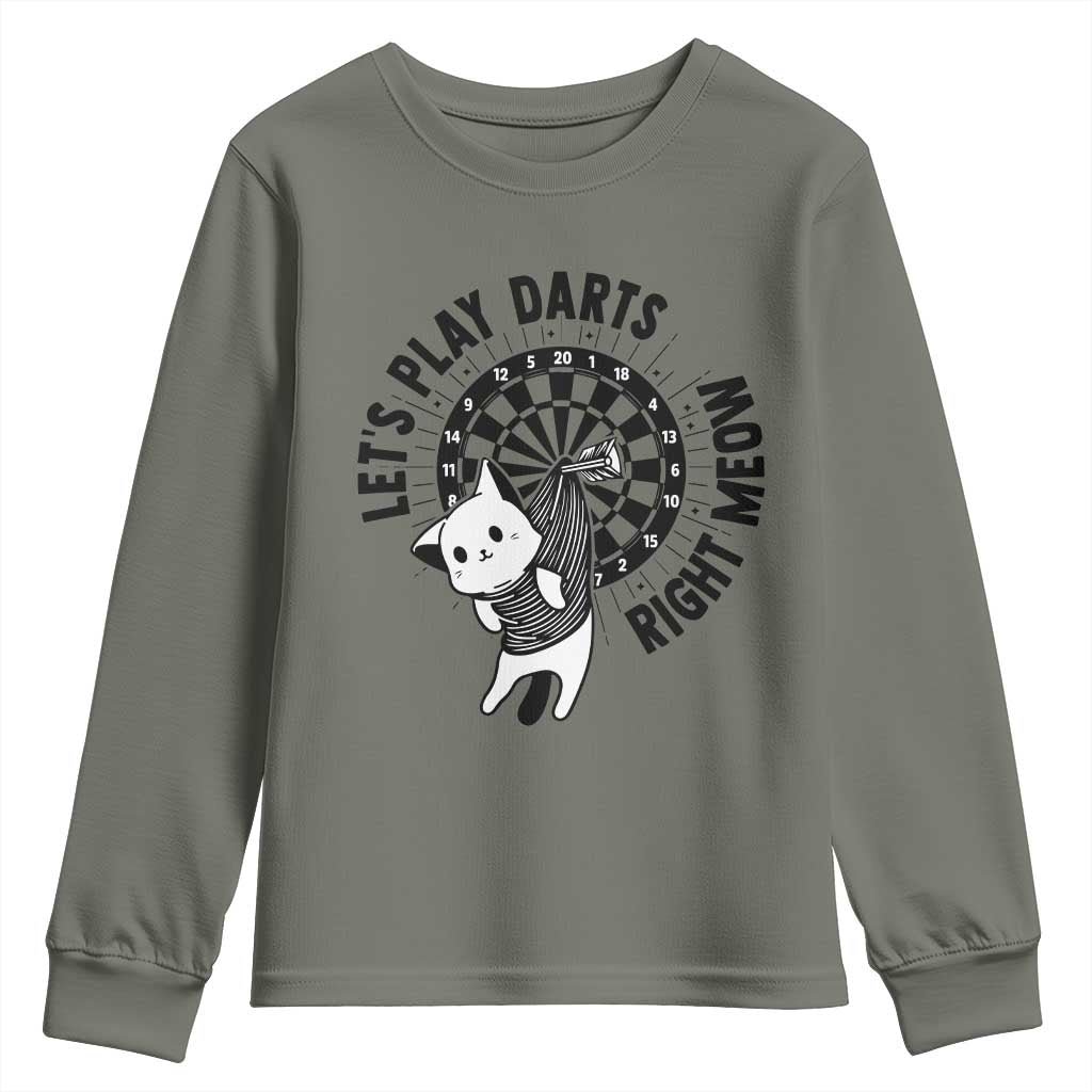 Lets Play Darts Right Meow Youth Sweatshirt Cute Cat Dart Player Pub Game Gift - Wonder Print Shop