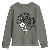 Lets Play Darts Right Meow Youth Sweatshirt Cute Cat Dart Player Pub Game Gift - Wonder Print Shop