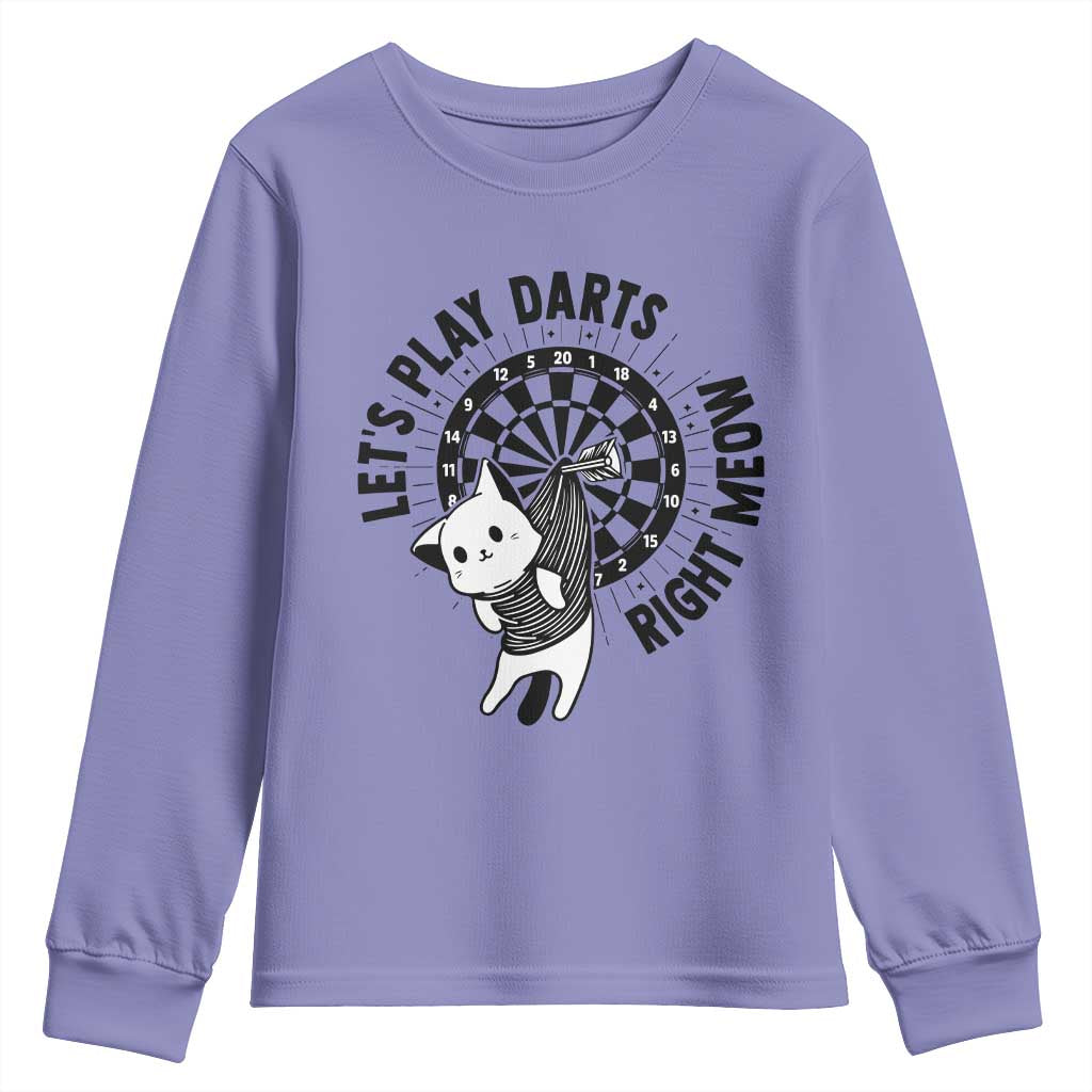 Lets Play Darts Right Meow Youth Sweatshirt Cute Cat Dart Player Pub Game Gift - Wonder Print Shop