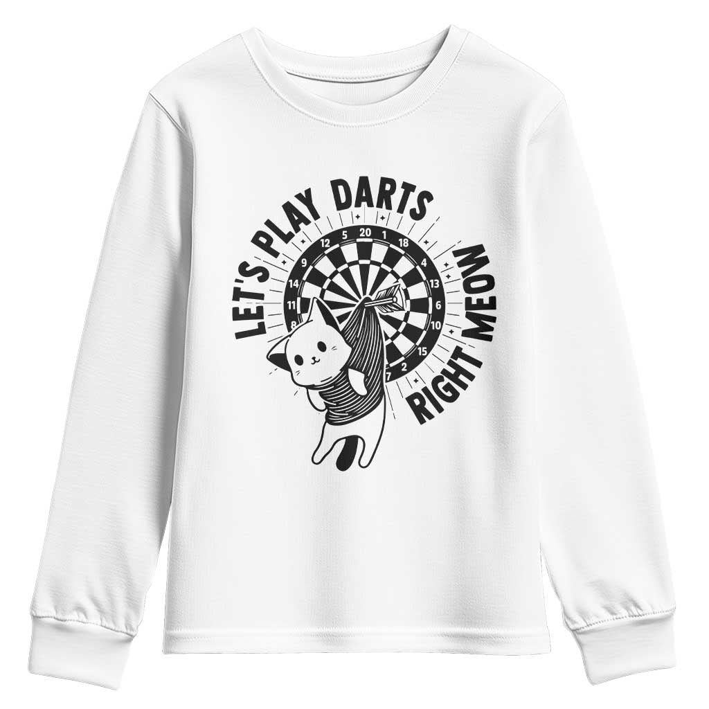 Lets Play Darts Right Meow Youth Sweatshirt Cute Cat Dart Player Pub Game Gift - Wonder Print Shop