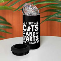 Life Is Not All Cats And Darts But It Should Be 4 in 1 Can Cooler Tumbler Funny Dartist Gift - Wonder Print Shop