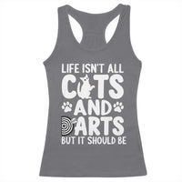 Life Is Not All Cats And Darts But It Should Be Racerback Tank Top Funny Dartist Gift - Wonder Print Shop
