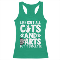 Life Is Not All Cats And Darts But It Should Be Racerback Tank Top Funny Dartist Gift - Wonder Print Shop