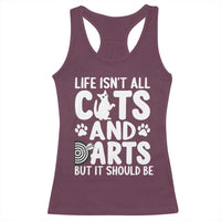 Life Is Not All Cats And Darts But It Should Be Racerback Tank Top Funny Dartist Gift - Wonder Print Shop