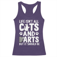 Life Is Not All Cats And Darts But It Should Be Racerback Tank Top Funny Dartist Gift - Wonder Print Shop