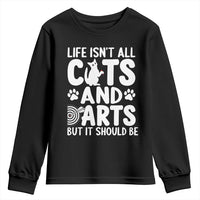 Life Is Not All Cats And Darts But It Should Be Youth Sweatshirt Funny Dartist Gift - Wonder Print Shop