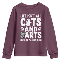 Life Is Not All Cats And Darts But It Should Be Youth Sweatshirt Funny Dartist Gift - Wonder Print Shop