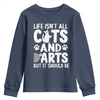 Life Is Not All Cats And Darts But It Should Be Youth Sweatshirt Funny Dartist Gift - Wonder Print Shop