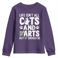 Life Is Not All Cats And Darts But It Should Be Youth Sweatshirt Funny Dartist Gift - Wonder Print Shop