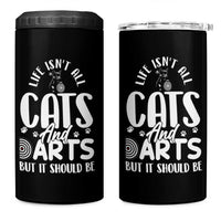 Kitty Lover Dartist Gift 4 in 1 Can Cooler Tumbler Life Should Be Cats And Darts - Wonder Print Shop