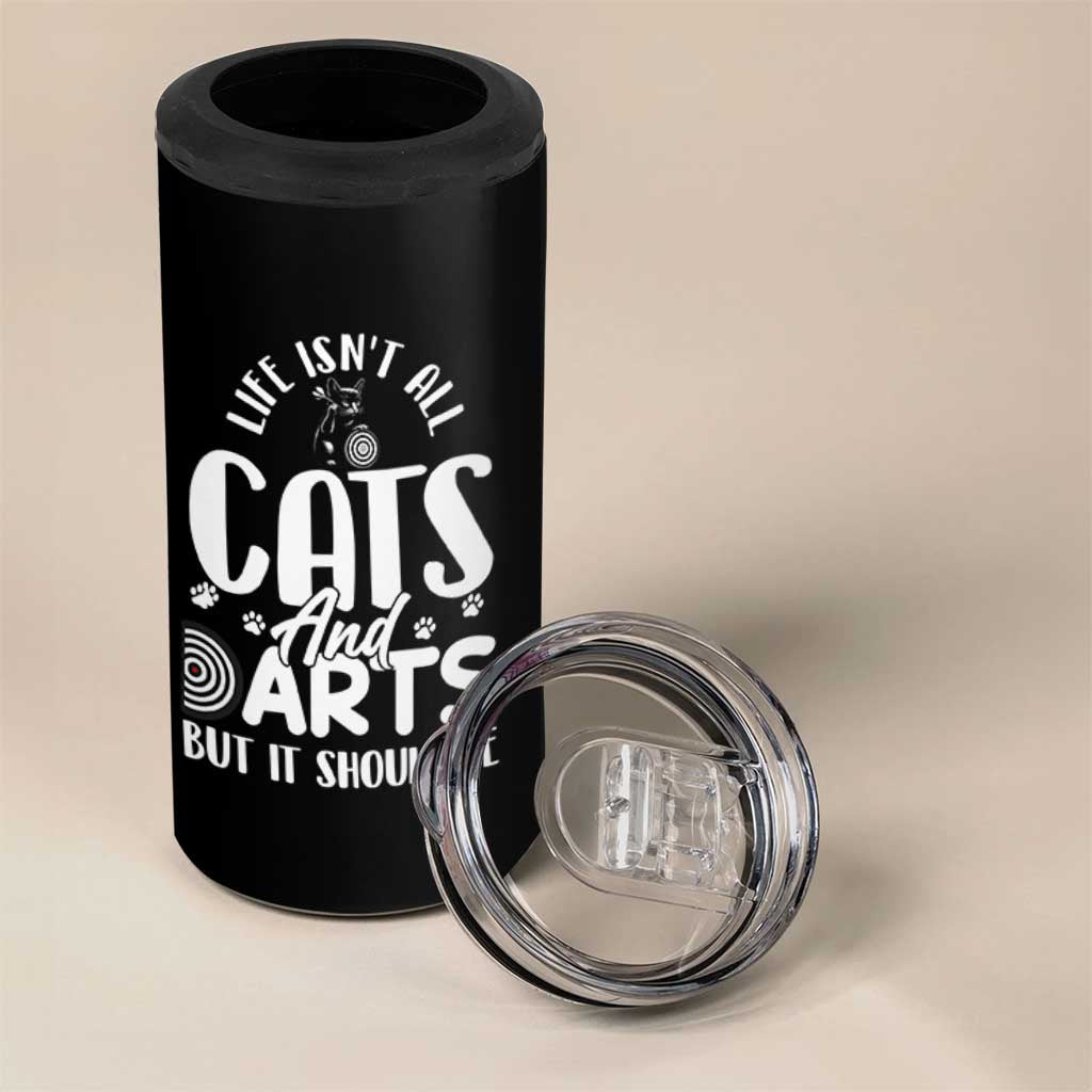 Kitty Lover Dartist Gift 4 in 1 Can Cooler Tumbler Life Should Be Cats And Darts - Wonder Print Shop
