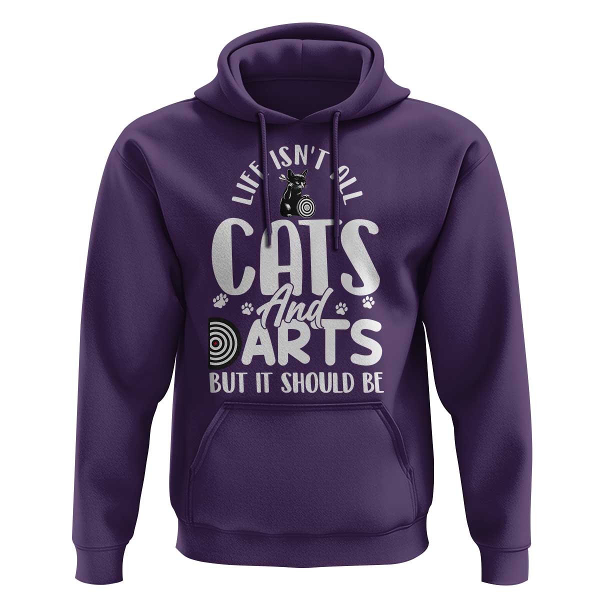 Kitty Lover Dartist Gift Hoodie Life Should Be Cats And Darts - Wonder Print Shop