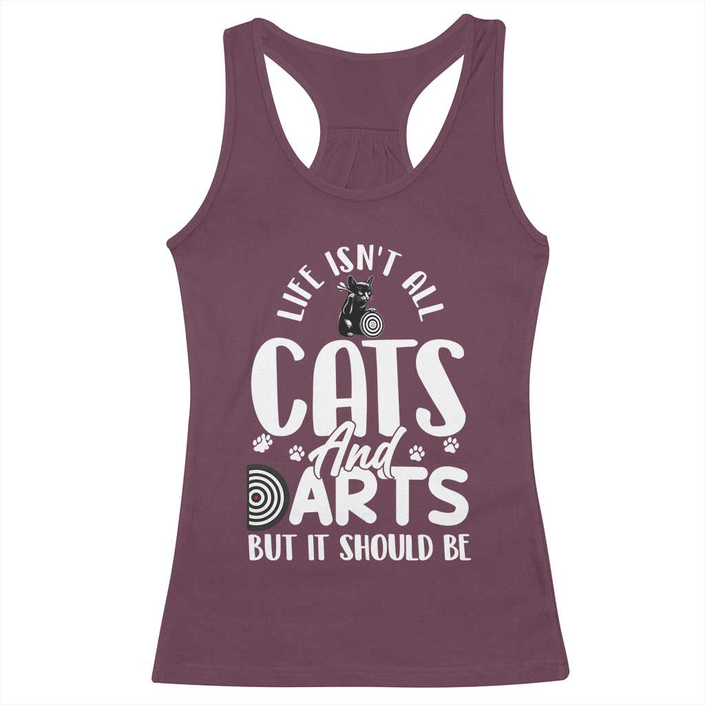 Kitty Lover Dartist Gift Racerback Tank Top Life Should Be Cats And Darts - Wonder Print Shop