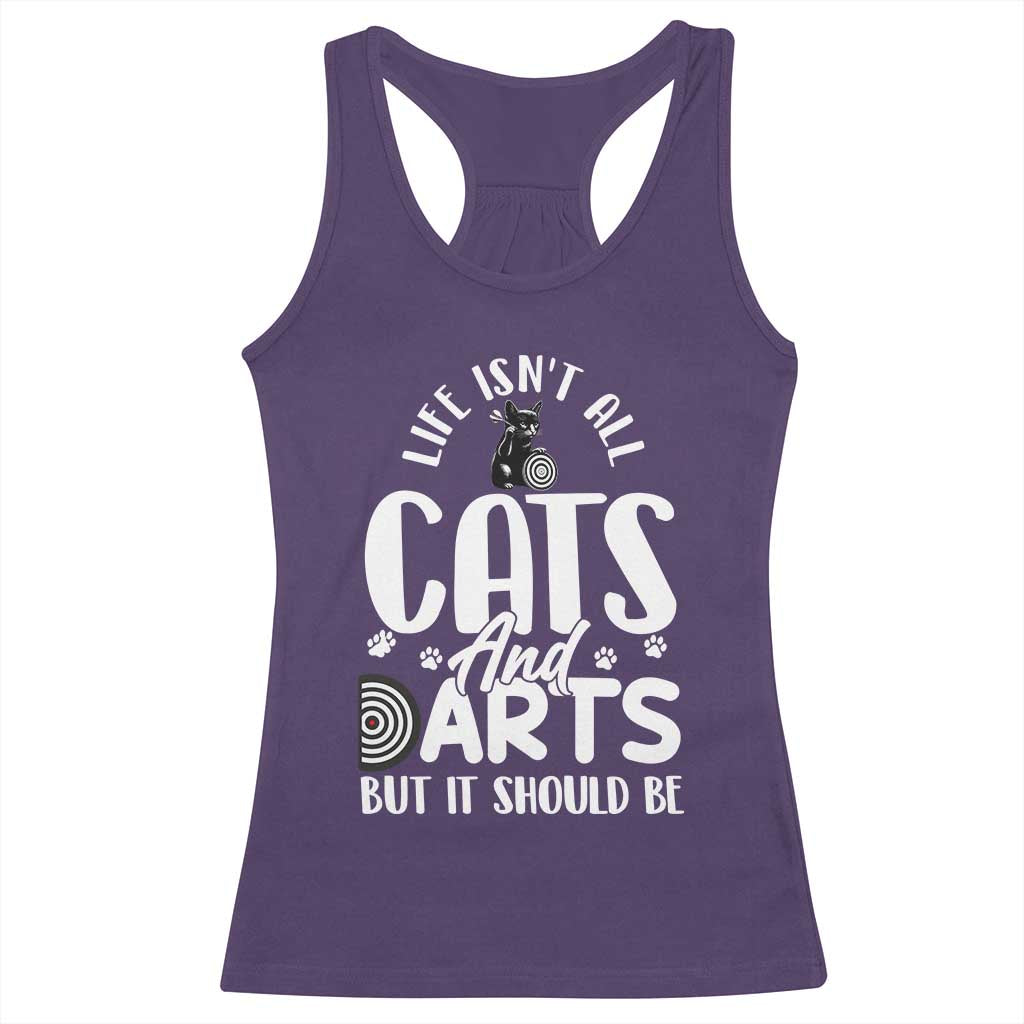 Kitty Lover Dartist Gift Racerback Tank Top Life Should Be Cats And Darts - Wonder Print Shop