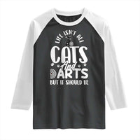 Kitty Lover Dartist Gift Raglan Shirt Life Should Be Cats And Darts - Wonder Print Shop
