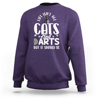 Kitty Lover Dartist Gift Sweatshirt Life Should Be Cats And Darts - Wonder Print Shop