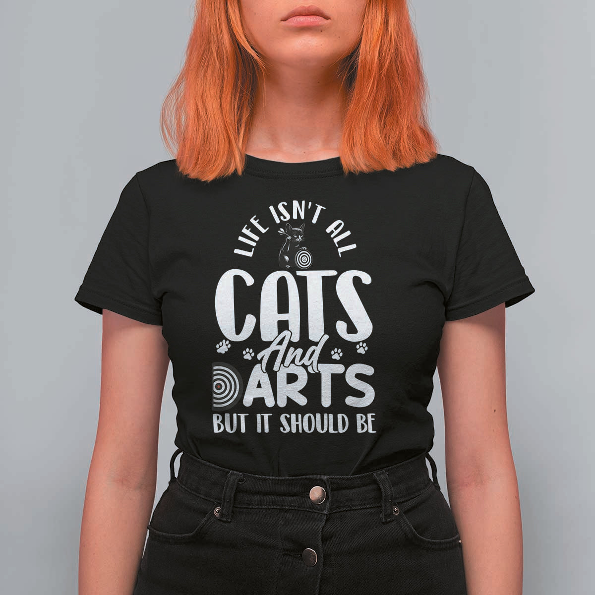 Kitty Lover Dartist Gift T Shirt For Women Life Should Be Cats And Darts - Wonder Print Shop