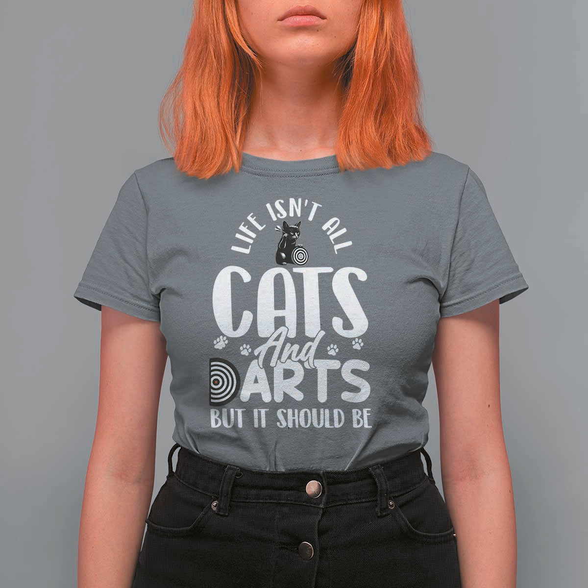 Kitty Lover Dartist Gift T Shirt For Women Life Should Be Cats And Darts - Wonder Print Shop
