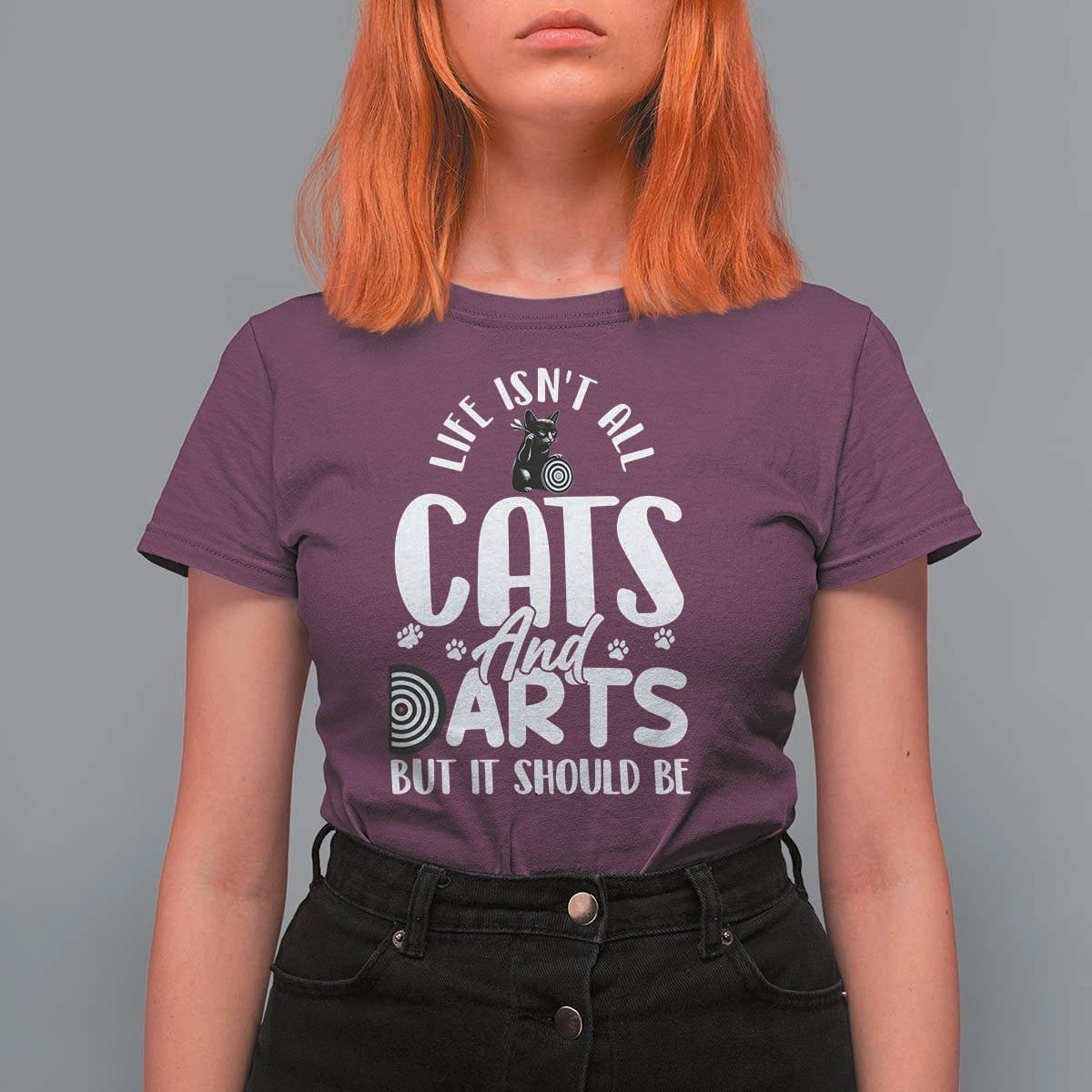 Kitty Lover Dartist Gift T Shirt For Women Life Should Be Cats And Darts - Wonder Print Shop