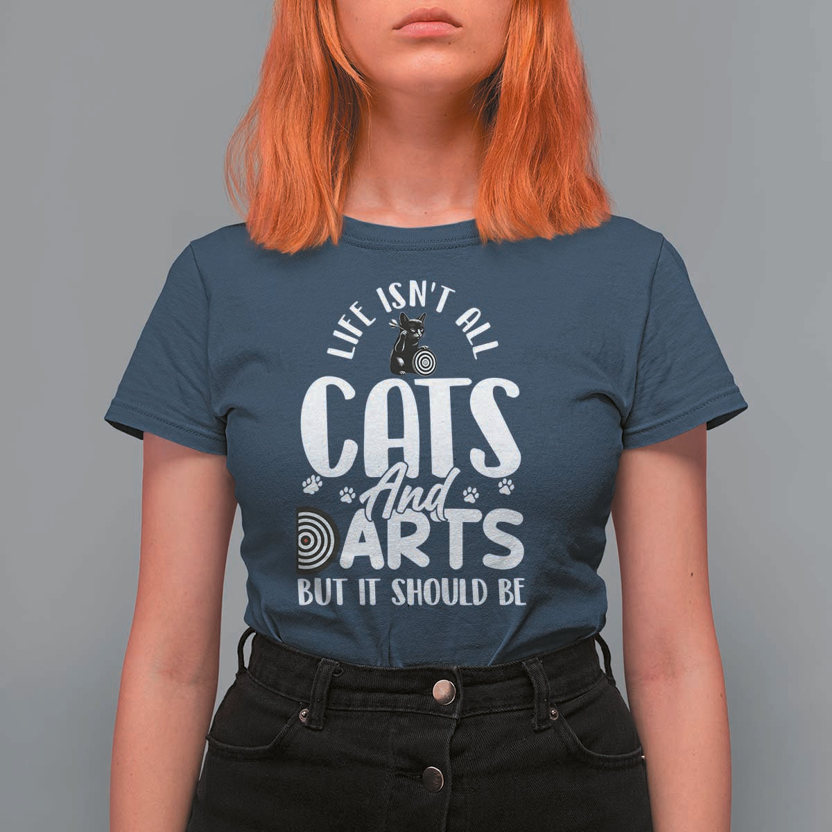 Kitty Lover Dartist Gift T Shirt For Women Life Should Be Cats And Darts - Wonder Print Shop