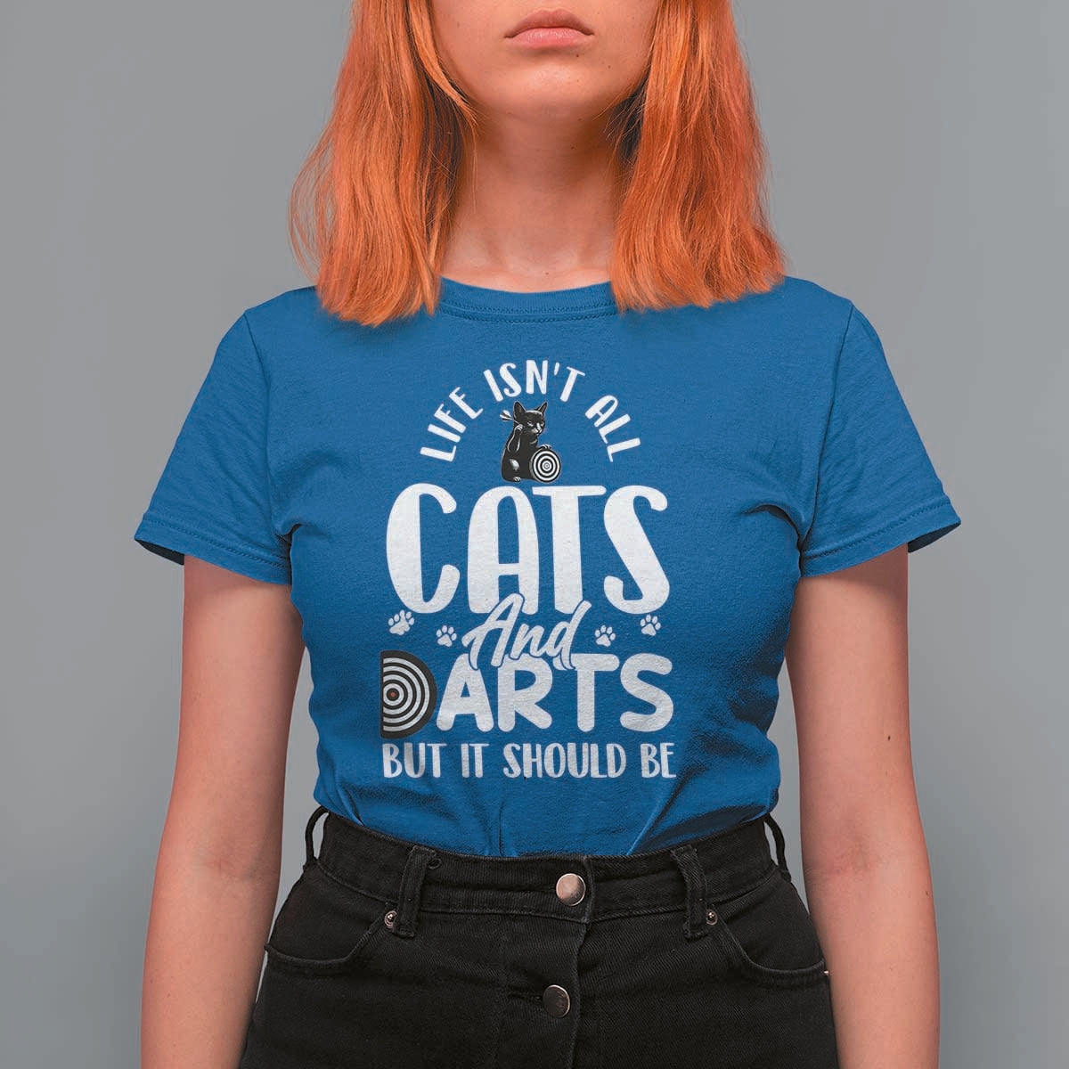 Kitty Lover Dartist Gift T Shirt For Women Life Should Be Cats And Darts - Wonder Print Shop