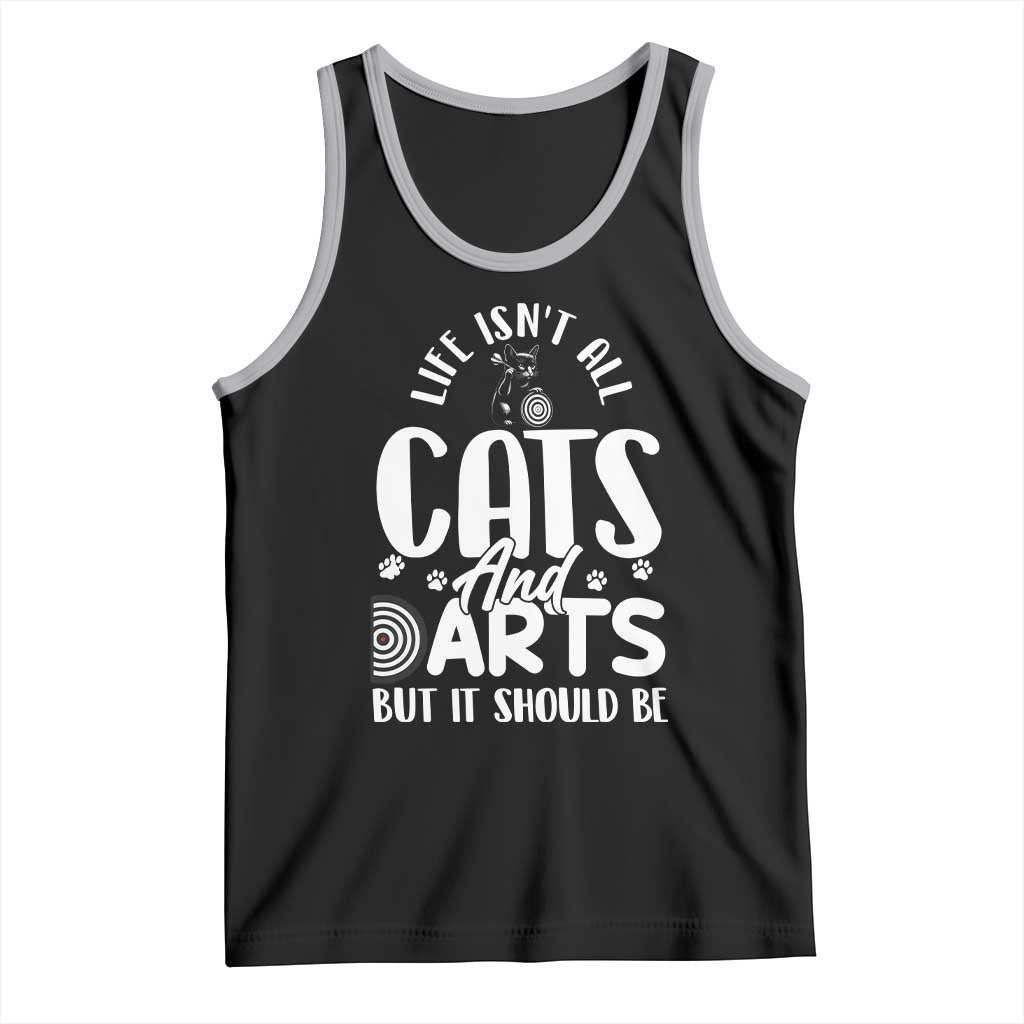 Kitty Lover Dartist Gift Tank Top Life Should Be Cats And Darts - Wonder Print Shop