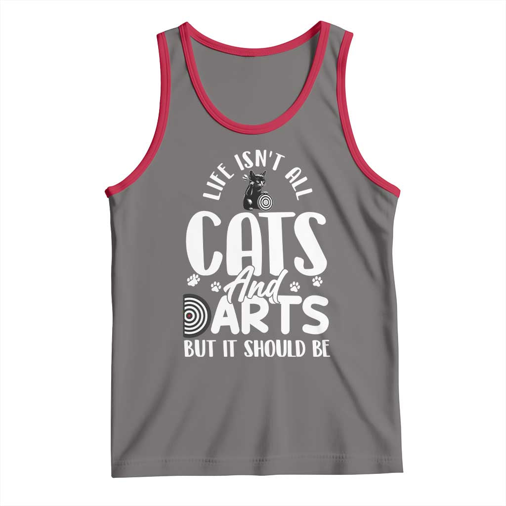 Kitty Lover Dartist Gift Tank Top Life Should Be Cats And Darts - Wonder Print Shop