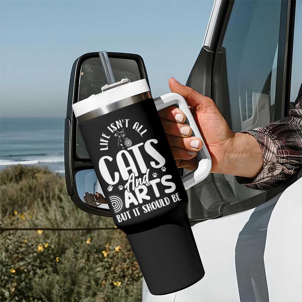 Kitty Lover Dartist Gift Tumbler With Handle Life Should Be Cats And Darts - Wonder Print Shop