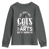 Kitty Lover Dartist Gift Youth Sweatshirt Life Should Be Cats And Darts - Wonder Print Shop