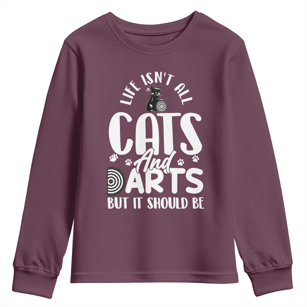 Kitty Lover Dartist Gift Youth Sweatshirt Life Should Be Cats And Darts - Wonder Print Shop
