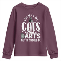 Kitty Lover Dartist Gift Youth Sweatshirt Life Should Be Cats And Darts - Wonder Print Shop