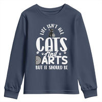 Kitty Lover Dartist Gift Youth Sweatshirt Life Should Be Cats And Darts - Wonder Print Shop