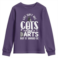 Kitty Lover Dartist Gift Youth Sweatshirt Life Should Be Cats And Darts - Wonder Print Shop