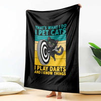 Funny Retro Sunset Cat Darts Throw Blanket I Pet Cats I Play Darts And I Know Things - Wonder Print Shop