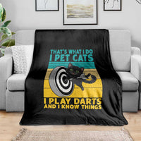 Funny Retro Sunset Cat Darts Throw Blanket I Pet Cats I Play Darts And I Know Things - Wonder Print Shop