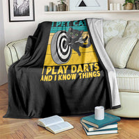 Funny Retro Sunset Cat Darts Throw Blanket I Pet Cats I Play Darts And I Know Things - Wonder Print Shop