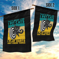 Funny Retro Sunset Cat Darts Garden Flag I Pet Cats I Play Darts And I Know Things - Wonder Print Shop