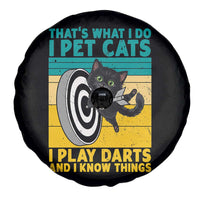 Funny Retro Sunset Cat Darts Spare Tire Cover I Pet Cats I Play Darts And I Know Things - Wonder Print Shop